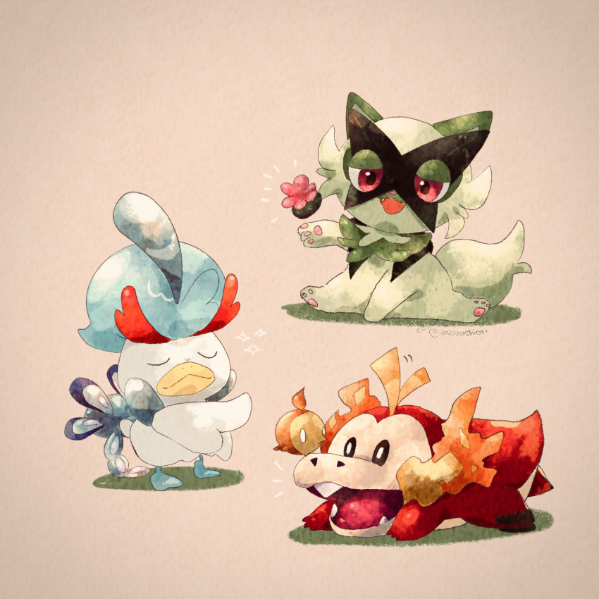 animal_focus, beak, bird, black_eyes, cat, closed_eyes, colored_skin, commentary_request