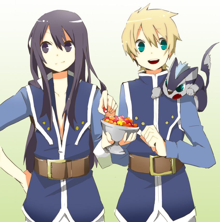 absurdres, bad_id, black_eyes, black_hair, blonde_hair, dog, flynn_scifo, green_eyes