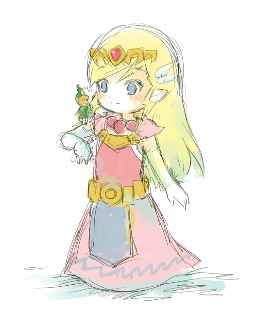 blue_eyes, blush, elbow_gloves, ezlo, gloves, hat, link, long_hair