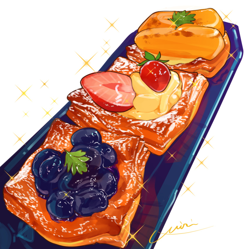blueberry, dessert, food, food_focus, fruit, highres, leaf, miri_illust