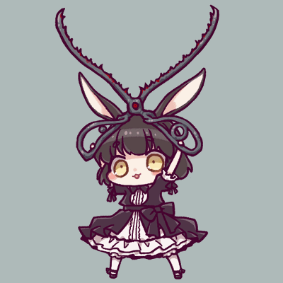 1girl, :3, \o/, animal_ears, arms_up, black_bow, black_bowtie, black_dress