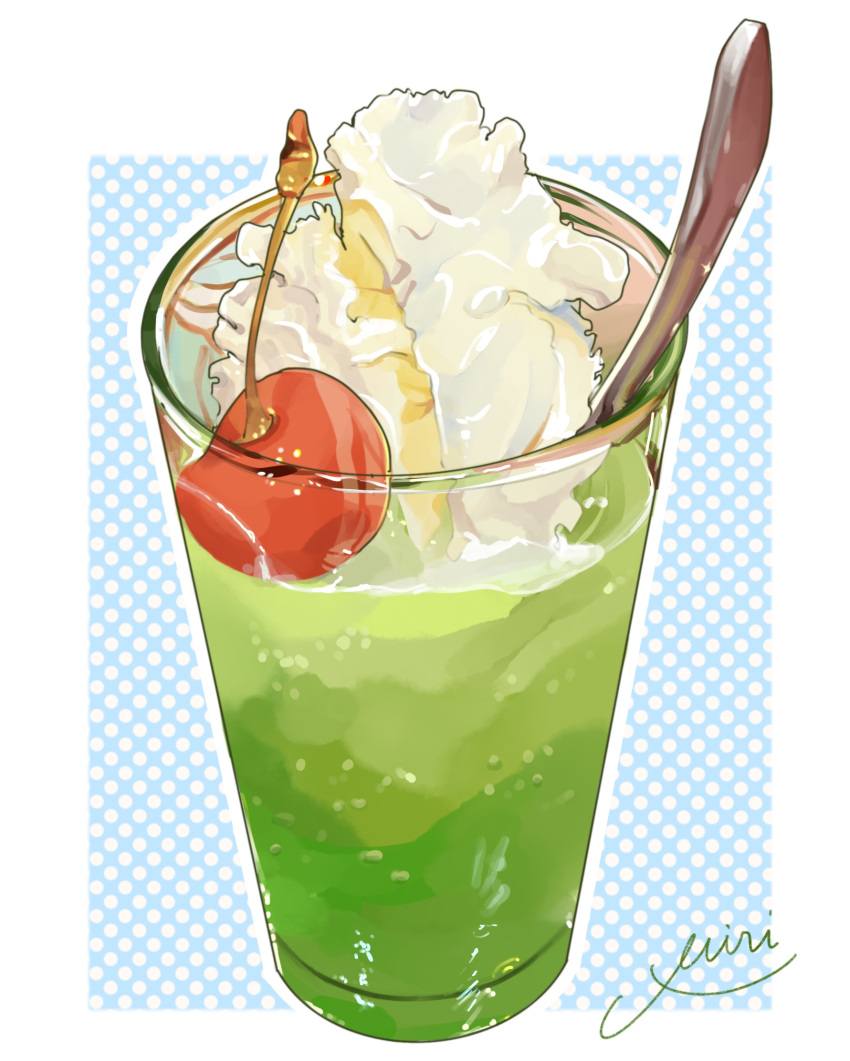 cherry, cream_soda, cup, drink, drinking_glass, food, food_focus, fruit