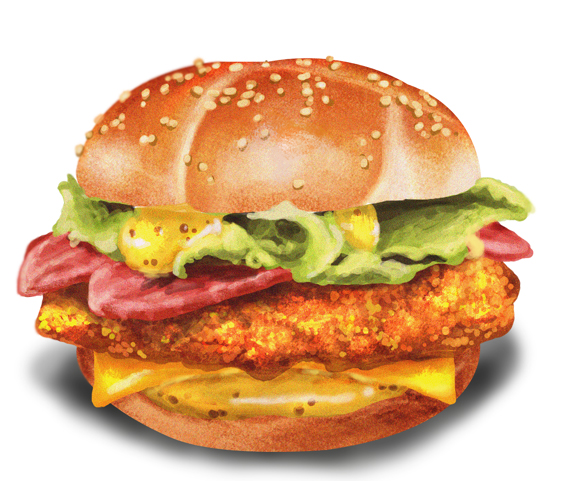 bread, burger, cheese, chicken_(food), fast_food, food, food_focus, lettuce