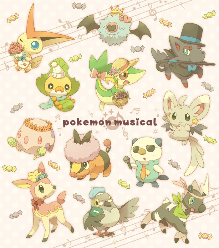 blitzle, crown, deerling, glasses, hat, jippe, microphone, minccino