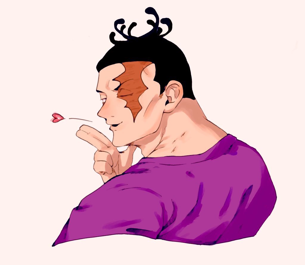 1boy, black_hair, blowing_kiss, cropped_torso, from_behind, gonzaresu0203, jujutsu_kaisen, looking_at_viewer