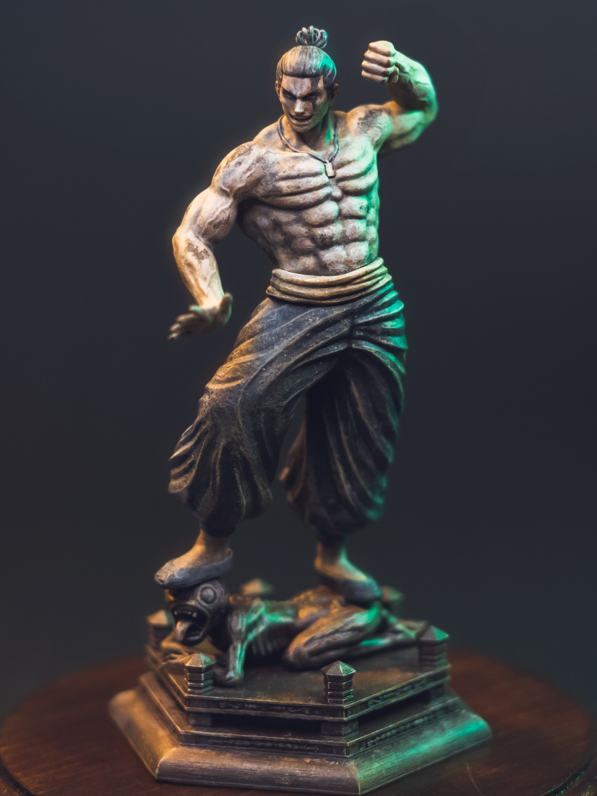 1boy, absurdres, black_hair, figure, figure_stand, full_body, highres, jewelry