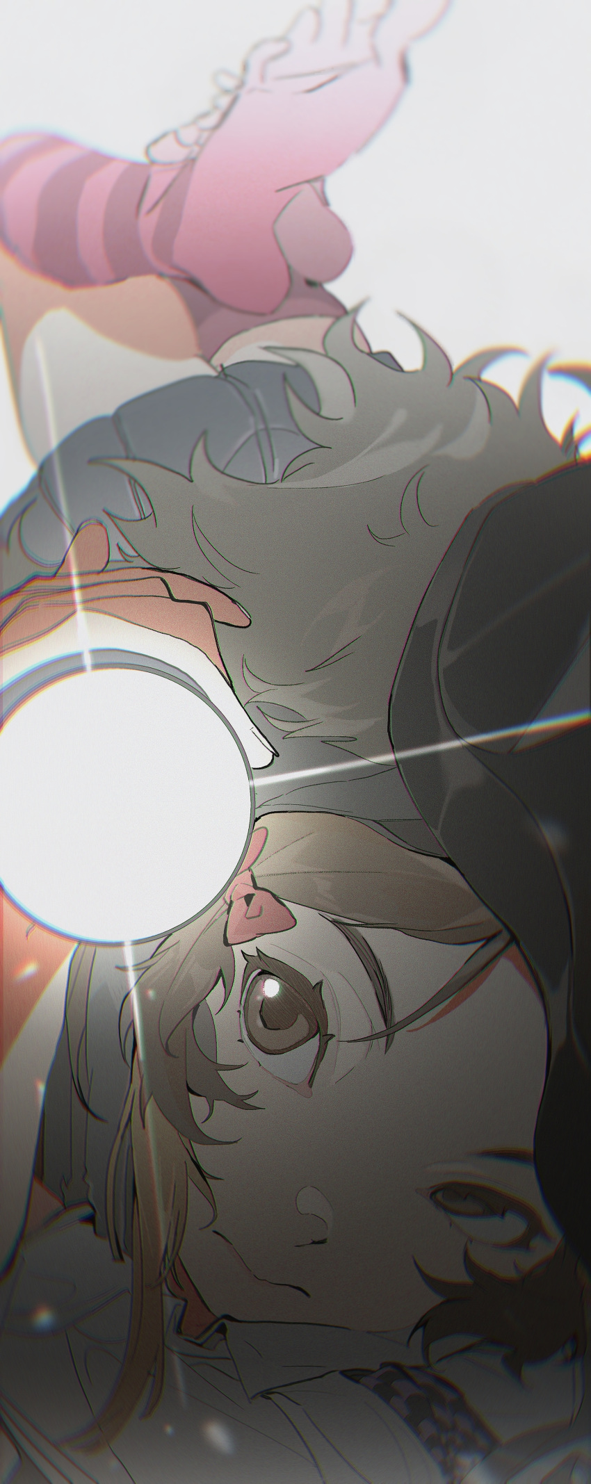 1girl, absurdres, black_skirt, bow, brown_eyes, brown_hair, character_request, check_character