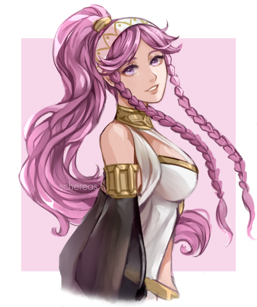 1girl, artist_name, braid, breasts, fire_emblem, fire_emblem_awakening, from_side, hairband