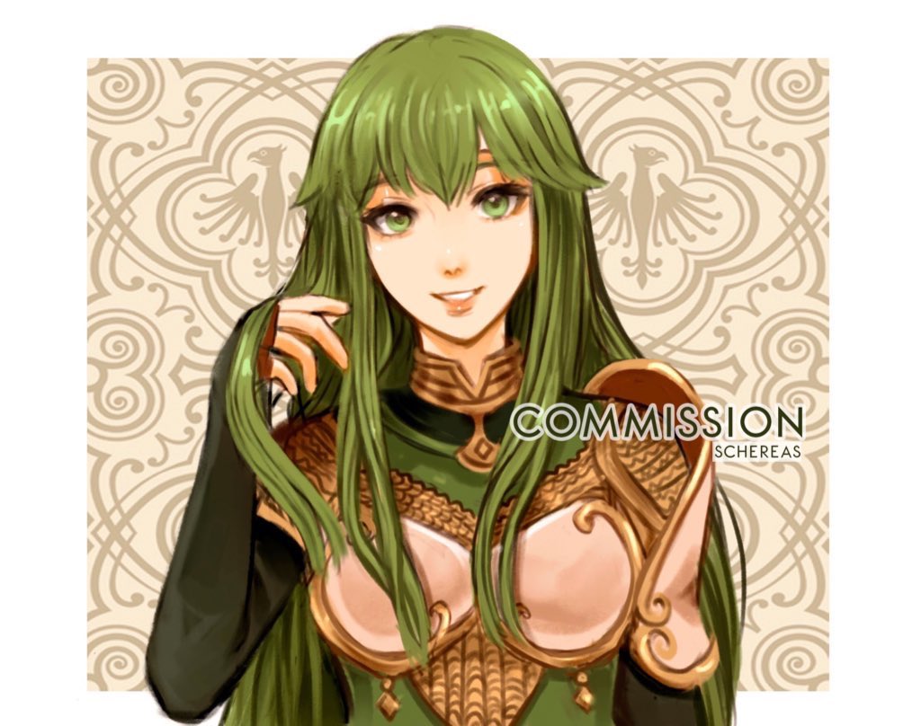 1girl, armor, artist_name, breastplate, commission, dress, english_commentary, fire_emblem
