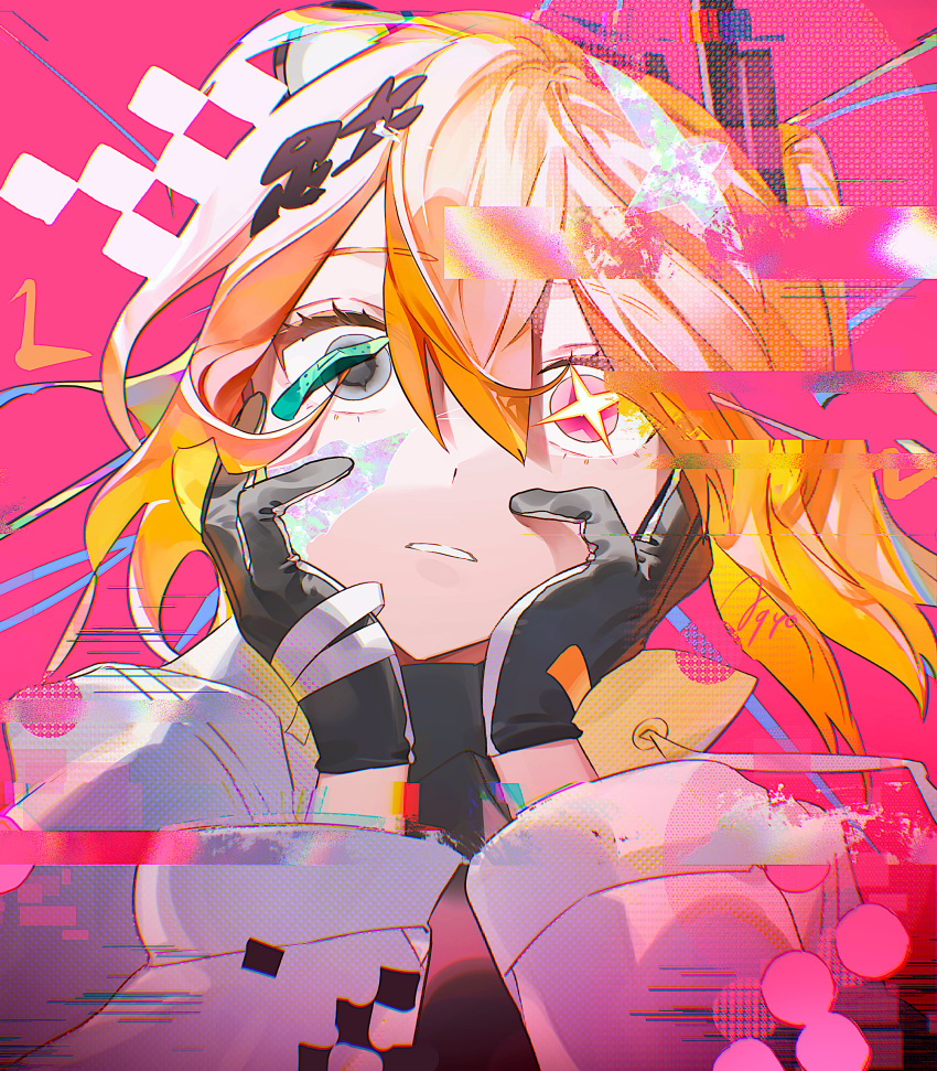 1girl, a.i._voice, absurdres, adachi_rei, agyou_sonokou_l, alternate_eye_color, bandaged_hand, bandages