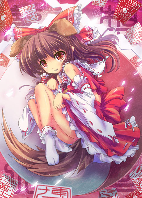 dog_ears, dog_tail, hakurei_reimu, ms06s, tail, touhou