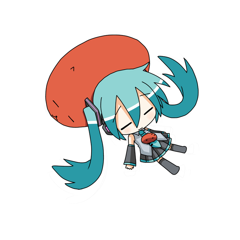 :3, aqua_hair, capybara-san, chibi, chibi_miku, detached_sleeves, hatsune_miku, headset