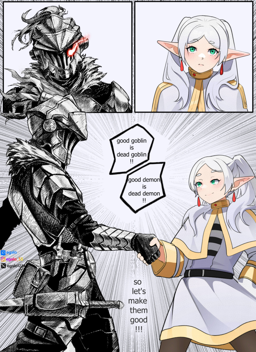 1boy, 1girl, absurdres, armor, art_shift, backpack, bag, belt