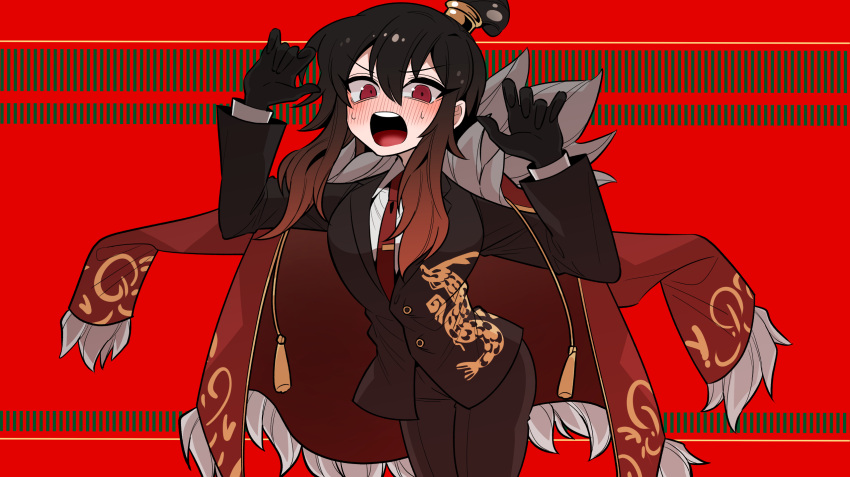1girl, 69_ronku, bad_id, bad_pixiv_id, black_gloves, black_jacket, black_pants, coat
