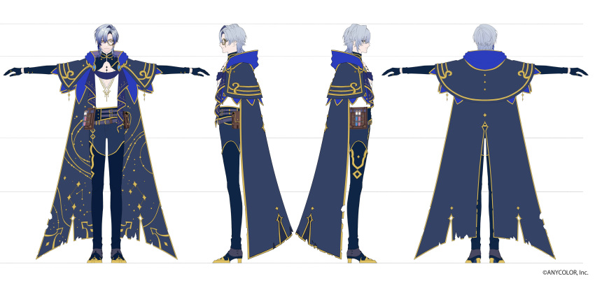 1boy, artist_request, belt, blue_robe, gloves, highres, milan_kestrel, monocle