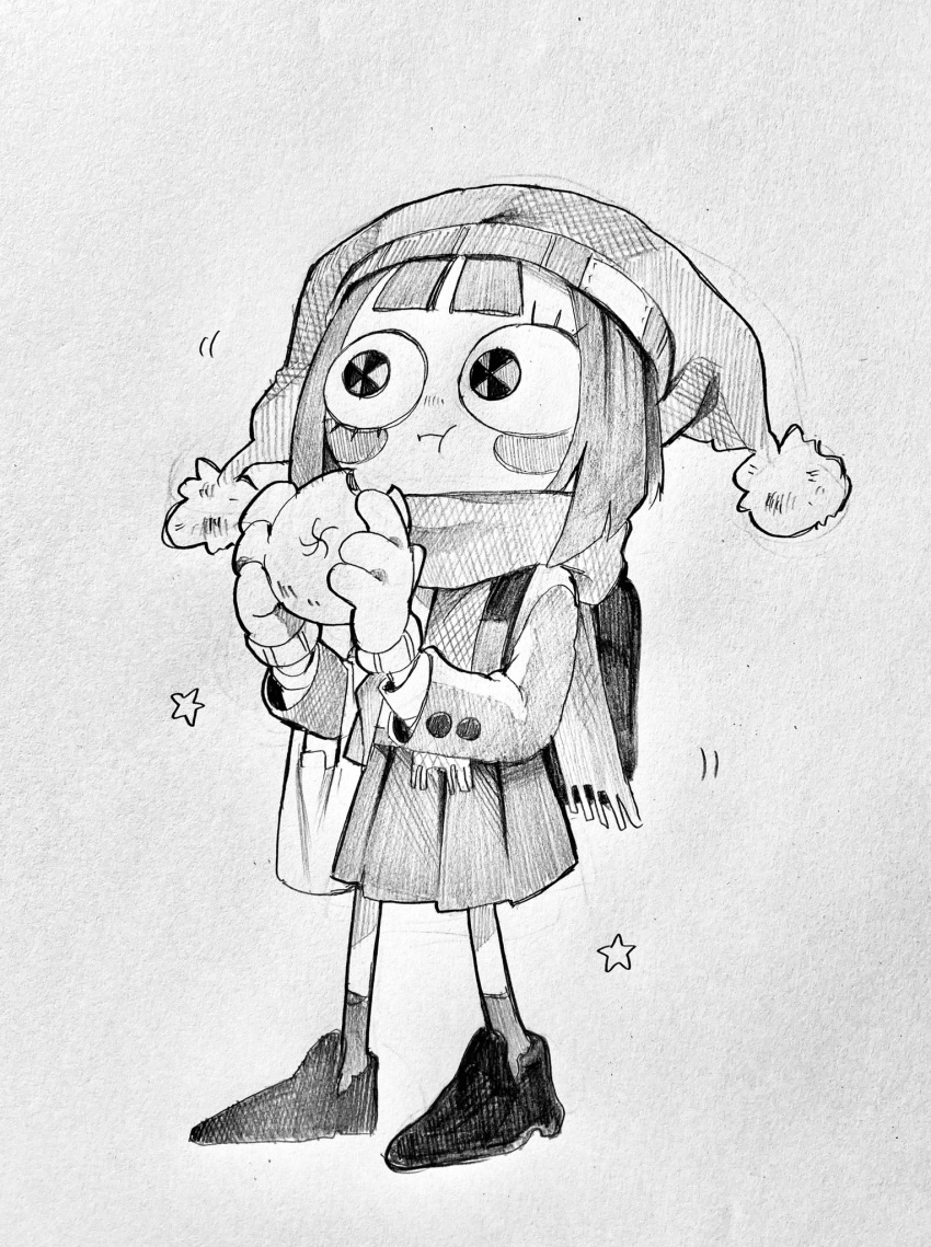 137syou, 1girl, alternate_costume, backpack, bag, commentary_request, eating, food