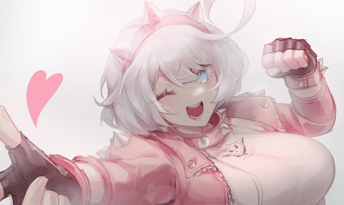 1girl, althea_jade, blue_eyes, blush, bracelet, collar, elphelt_valentine, guilty_gear