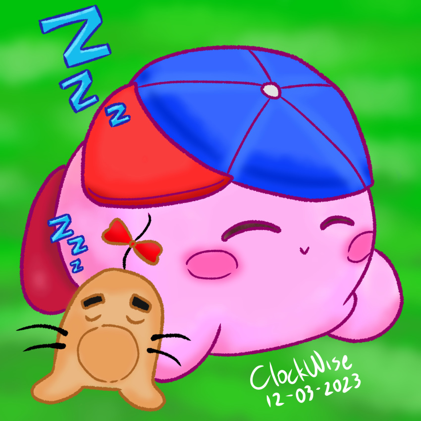 1other, closed_eyes, closed_mouth, doseisan, esp_kirby, highres, kirby, kirby_(series)