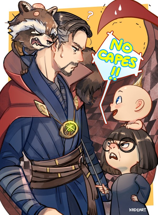 1girl, 3boys, ?, animal_ears, animal_nose, artist_name, avengers:_infinity_war, avengers_(series)