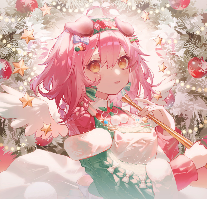 1girl, :3, absurdres, angel_wings, animal_ears, apron, arknights, blush