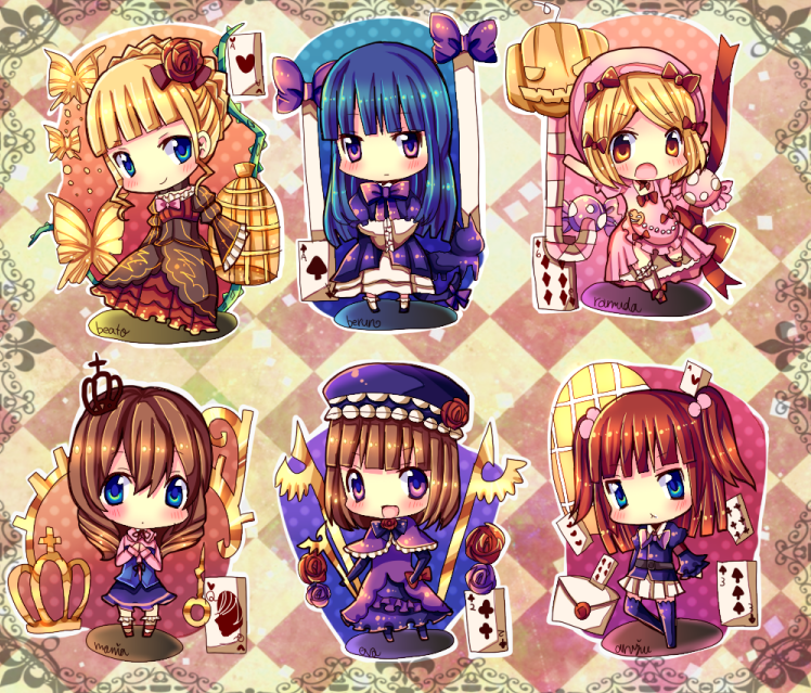 armband, beatrice, black_legwear, black_thighhighs, blonde_hair, blue_eyes, blue_hair, blush