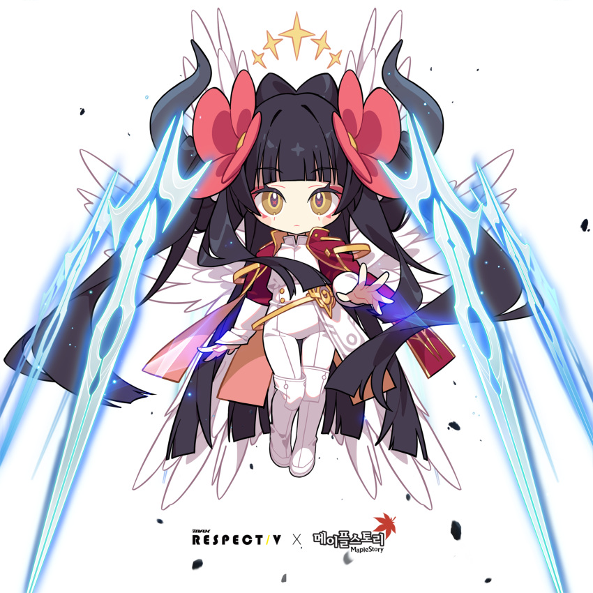 +_+, 1girl, absurdres, black_hair, chibi, closed_mouth, demon_horns, diein_(djmax)