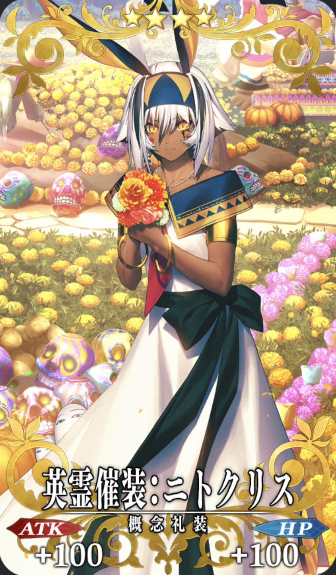 1girl, animal_ears, armlet, black_bow, black_hair, bow, bracelet, calavera