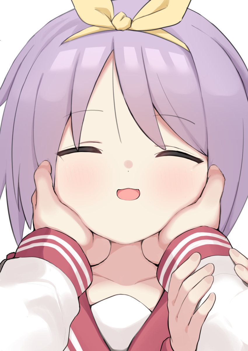 1girl, absurdres, blush, bow, closed_eyes, collarbone, commentary_request, hairband