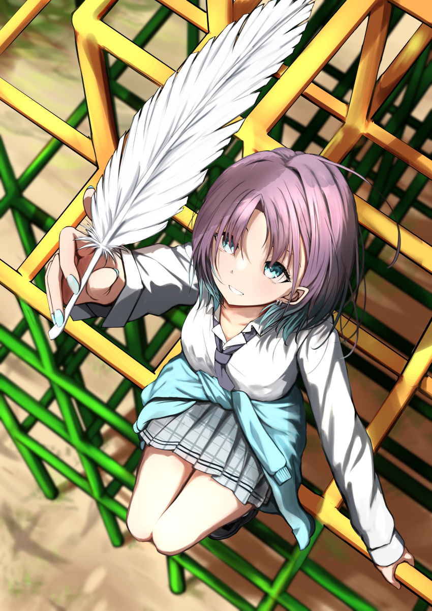 1girl, absurdres, asakura_toru, blue_cardigan, blush, cardigan, cardigan_around_waist, clearline
