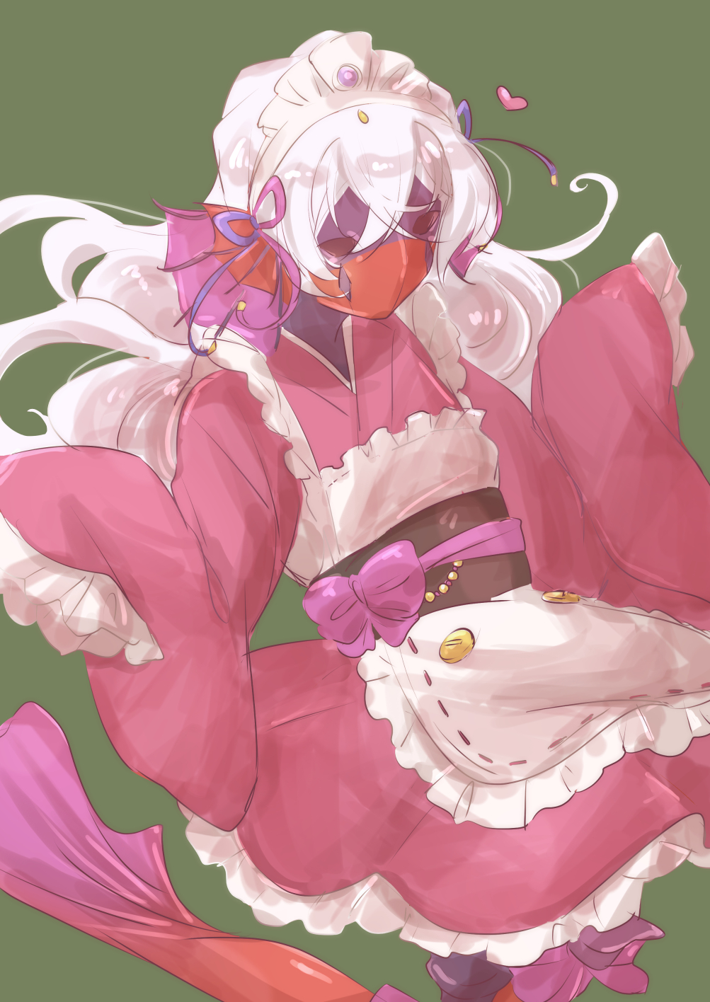 1girl, alternate_costume, apron, dress, duel_monster, enmaided, frilled_apron, frills