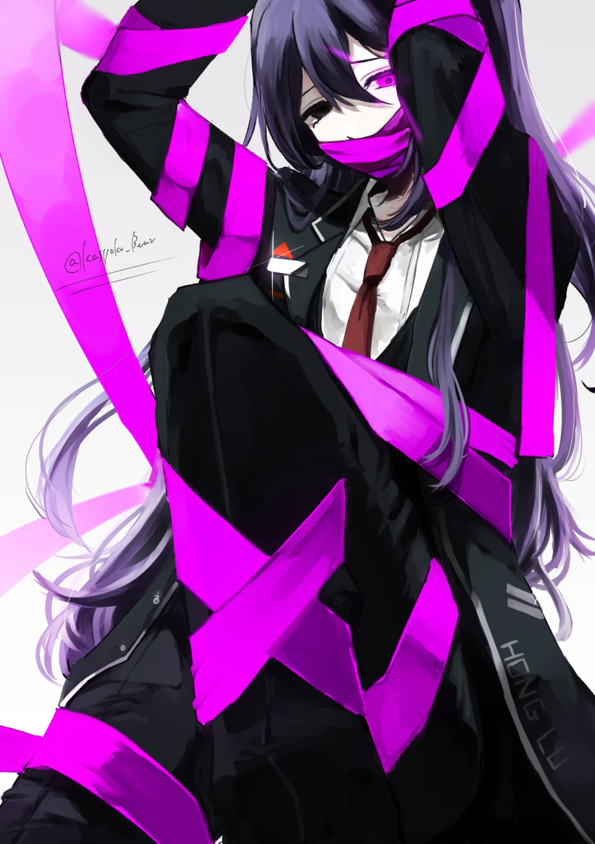 1boy, absurdres, arms_up, black_eyes, black_hair, e.g.o_(project_moon), heterochromia, highres
