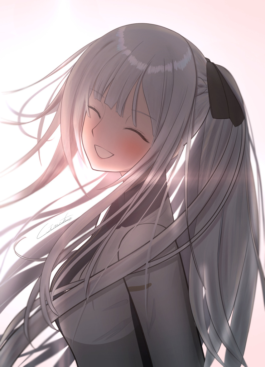 1girl, ak-12_(girls'_frontline), artist_name, blush, braid, breasts, closed_eyes, french_braid