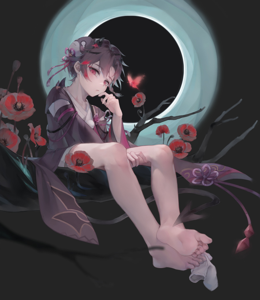 1boy, absurdres, bad_source, barefoot, highres, red_eyes, ryancogs, shota