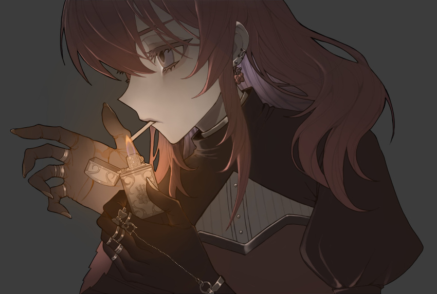 1girl, absurdres, ado_(utaite), black_skin, cigarette, cloud_nine_inc, colored_inner_hair, colored_skin