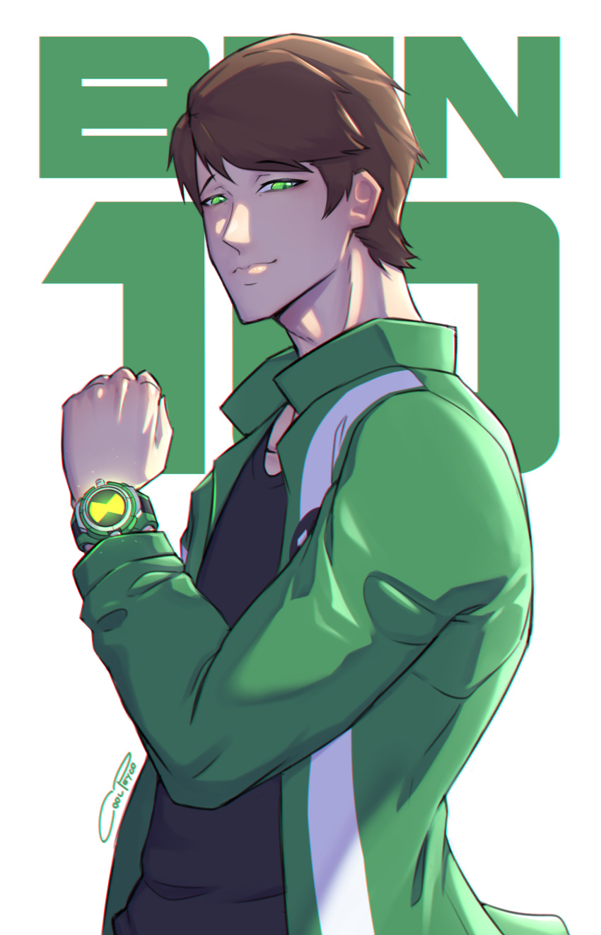 1boy, absurdres, ben_10, ben_10:_alien_force, ben_tennyson, brown_hair, coolpsyco, copyright_name
