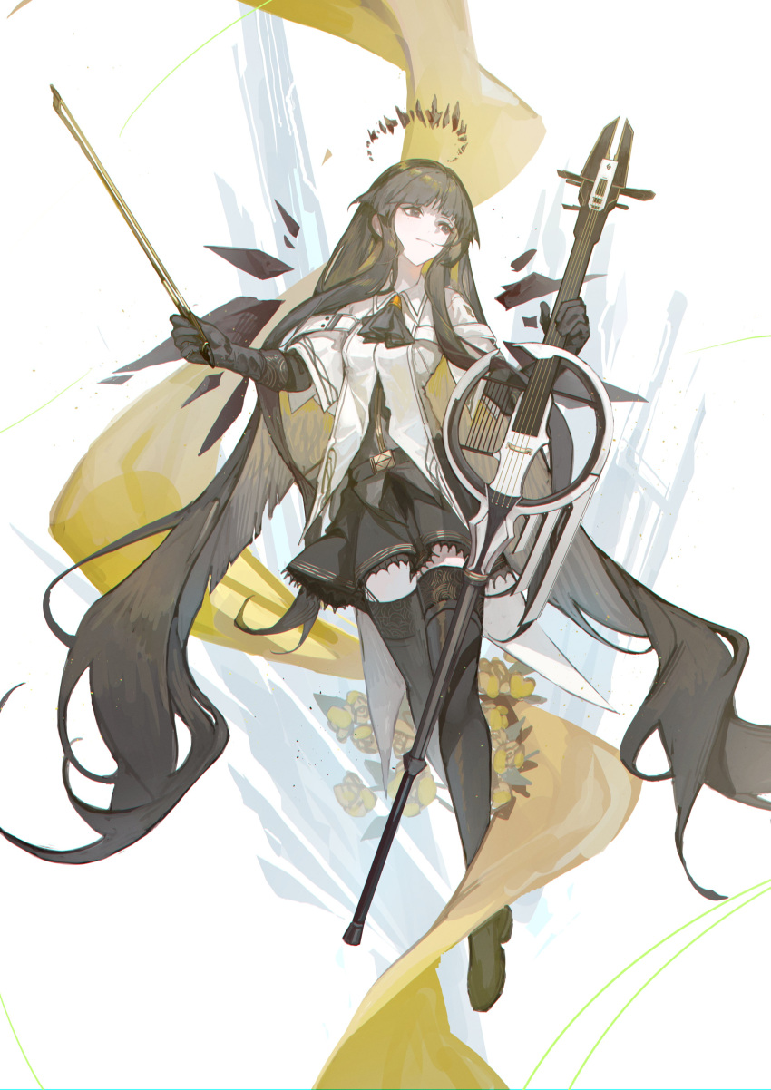 1girl, absurdly_long_hair, absurdres, arknights, ascot, belt, belt_buckle, black_ascot
