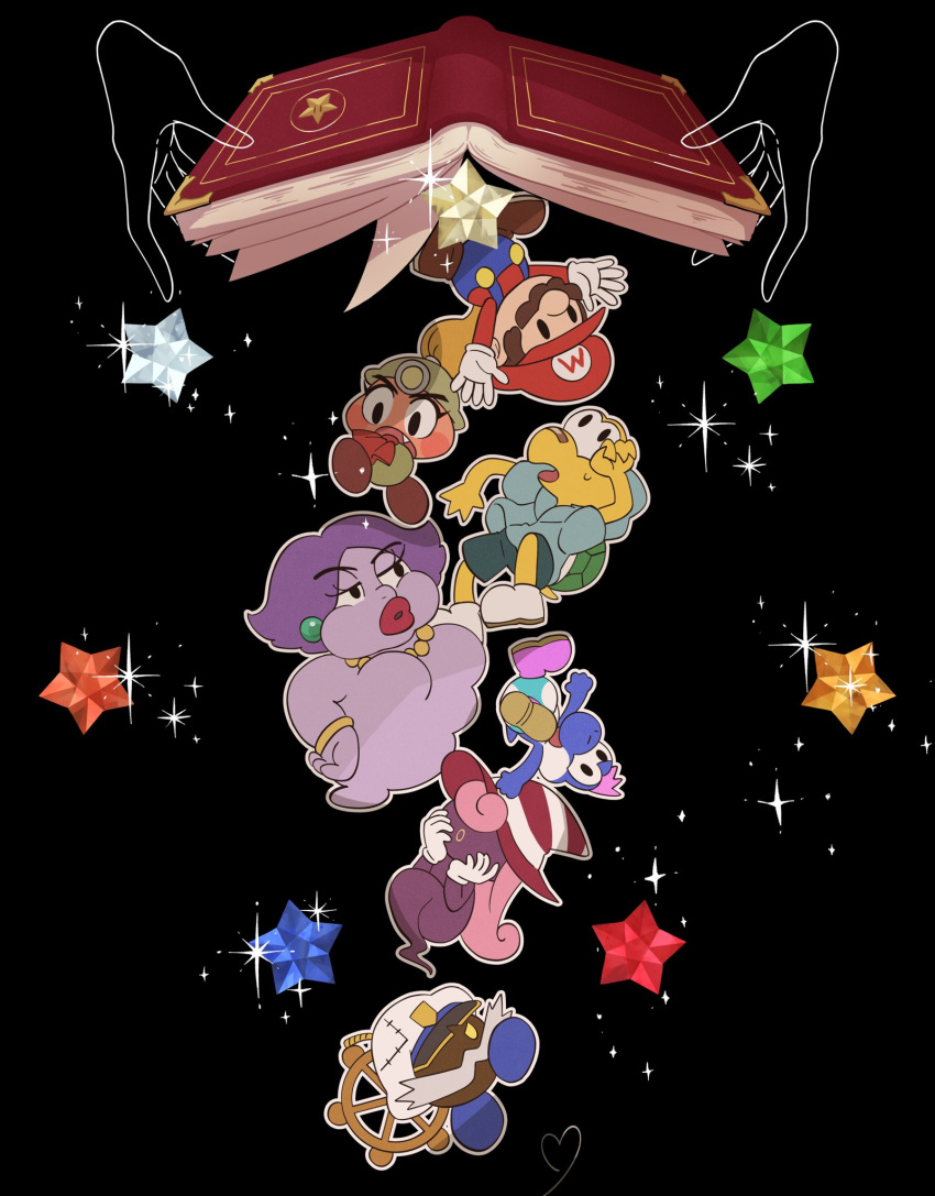 3boys, 3girls, :o, admiral_bobbery, arms_up, ascot, bandaid, bandaid_on_face