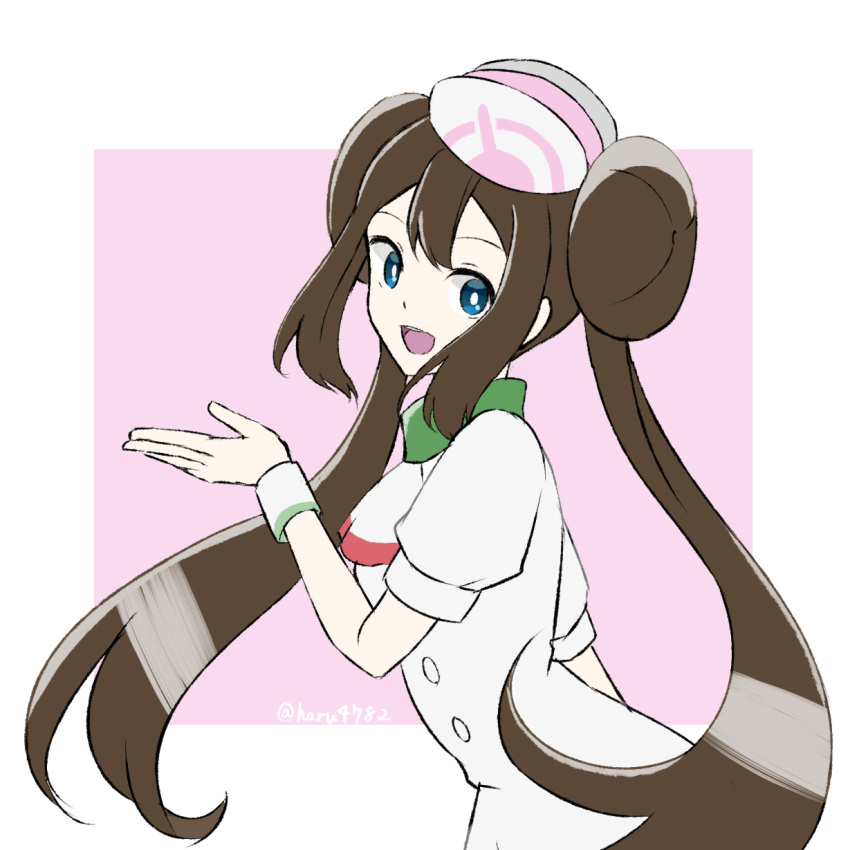 1girl, ascot, blue_eyes, brown_hair, commentary_request, double_bun, hair_bun, haru_(haru4782)