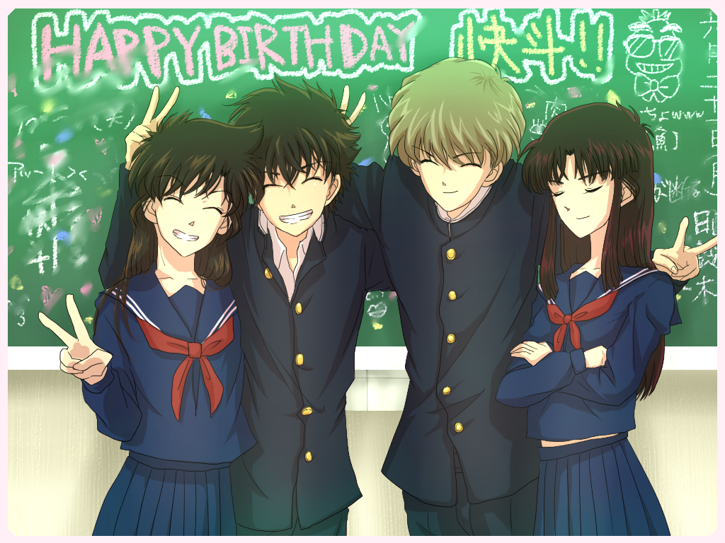 detective_conan, hakuba_saguru, koizumi_akako, kuroba_kaitou, magic_kaito, nakamori_aoko, seifuku
