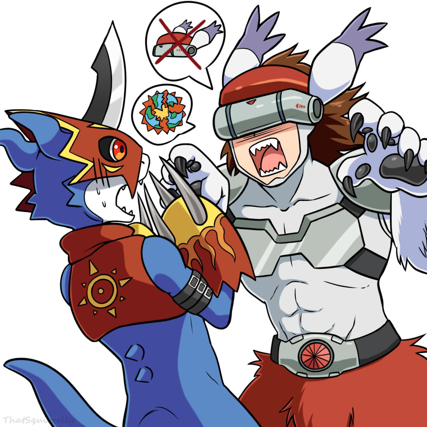 1boy, abs, animal_ears, armor, artist_name, belt, bird_legs, black_belt