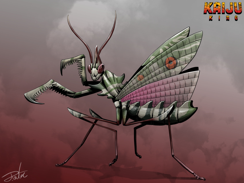 animal_focus, antennae, arms_up, artist_name, bug, commentary, full_body, giant