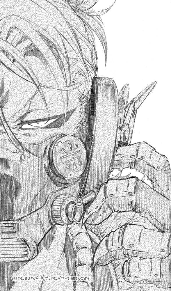 1boy, artist_name, bleach, close-up, crossover, deviantart_username, dieselpunk, eyeliner