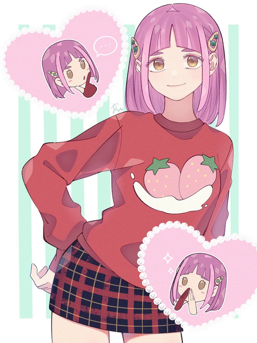 ..., 1girl, arched_bangs, chibi, chibi_inset, closed_mouth, commentary_request, eyelashes