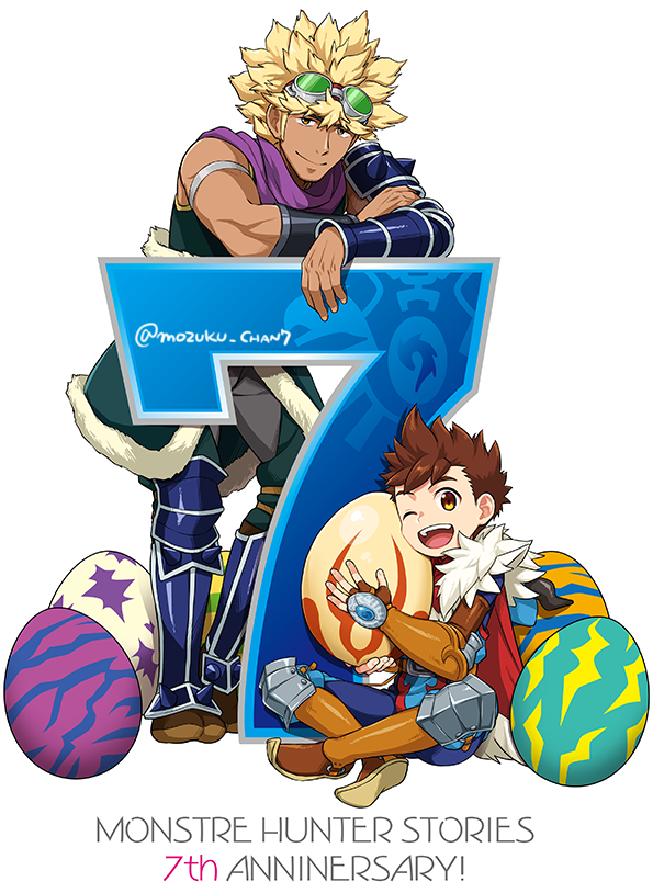 2boys, blonde_hair, brown_hair, commentary, copyright_name, egg, goggles, goggles_on_head