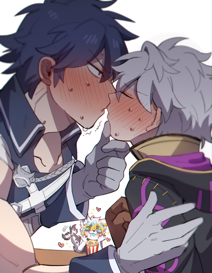 1other, 2boys, absurdres, artist_self-insert, black_claws, blush, chrom_(fire_emblem), claws