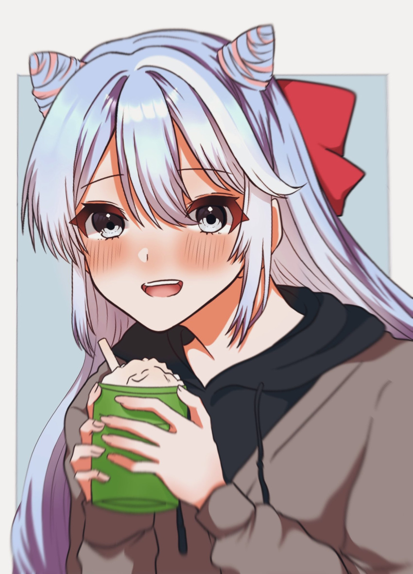 androgynous, blue_hair, cone_hair_bun, drill_hair, fire_emblem, fire_emblem_engage, grey_eyes, hair_between_eyes, hair_bun, hair_horns, highres, inainaibaaa0505, light_blue_hair, looking_at_viewer, otoko_no_ko, rosado_(fire_emblem)