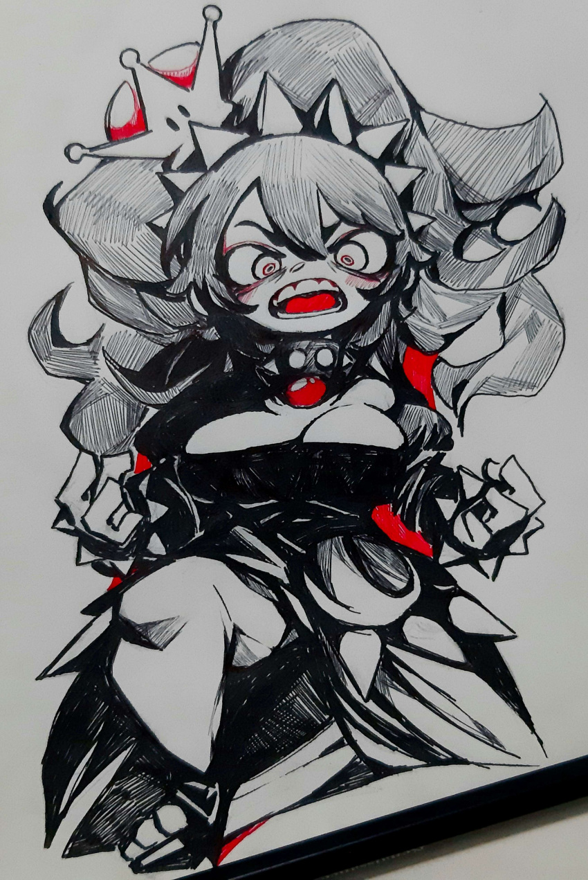 bowser, bowsette, colored, fucco_san, original, sketch, super_mario_bros.