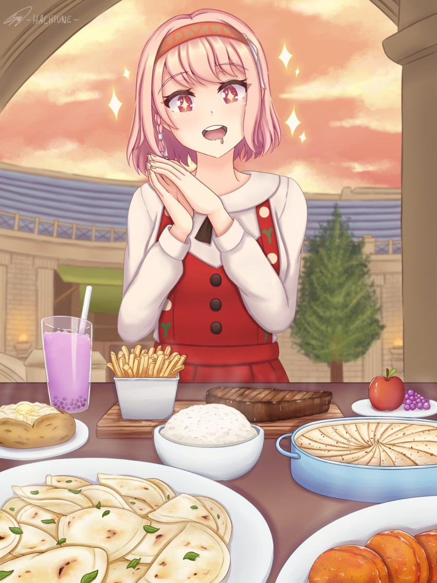 1girl, apple, baked_potato, bug, butterfly, fire_emblem, fire_emblem_engage, food