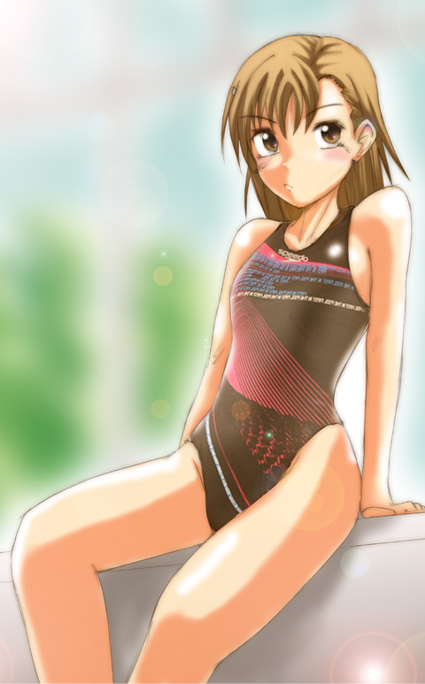 brown_hair, competition_swimsuit, misaka_mikoto, one-piece_swimsuit, short_hair, sig_(sotokanda_delta_force), speedo_(company), swimsuit, to_aru_kagaku_no_railgun, to_aru_majutsu_no_index