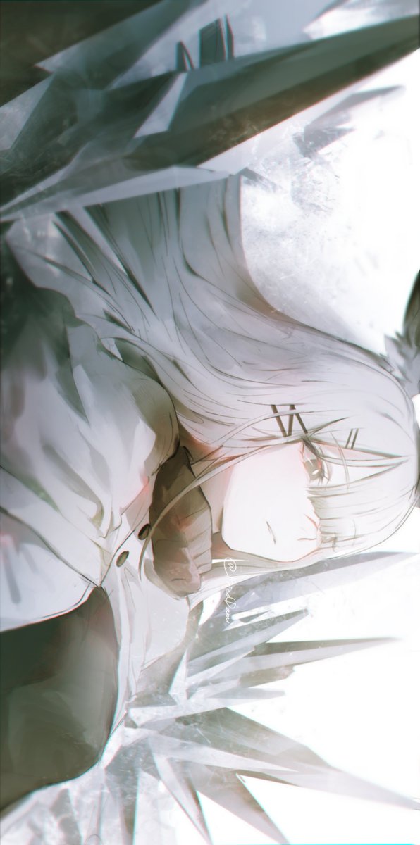 1girl, animal_ear_fluff, animal_ears, arknights, artist_name, black_gloves, blunt_bangs, closed_mouth